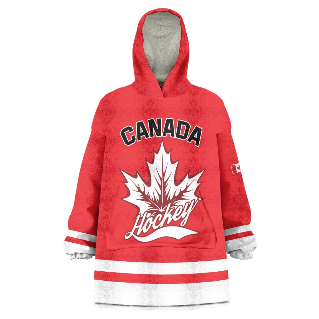 Custom Canada 2026 Hockey Wearable Blanket Hoodie Team Maple Leaf Red Version - Wonder Print Shop