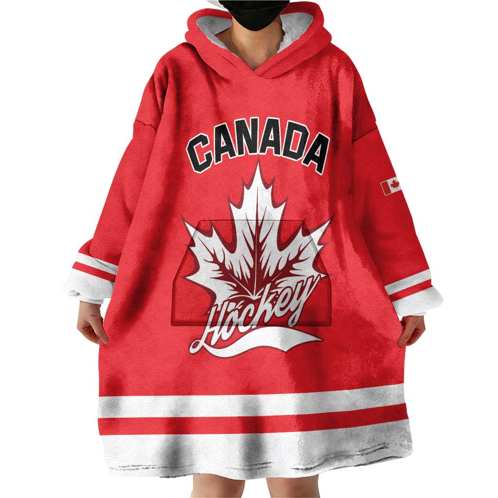 Custom Canada 2026 Hockey Wearable Blanket Hoodie Team Maple Leaf Red Version - Wonder Print Shop
