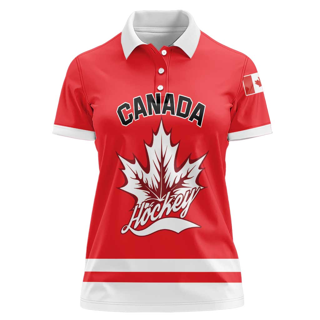 Custom Canada 2026 Hockey Women Polo Shirt Team Maple Leaf Red Version - Wonder Print Shop