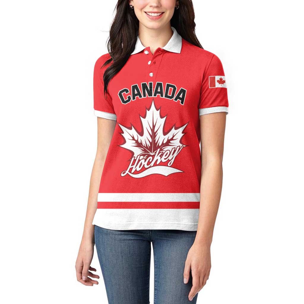 Custom Canada 2026 Hockey Women Polo Shirt Team Maple Leaf Red Version - Wonder Print Shop