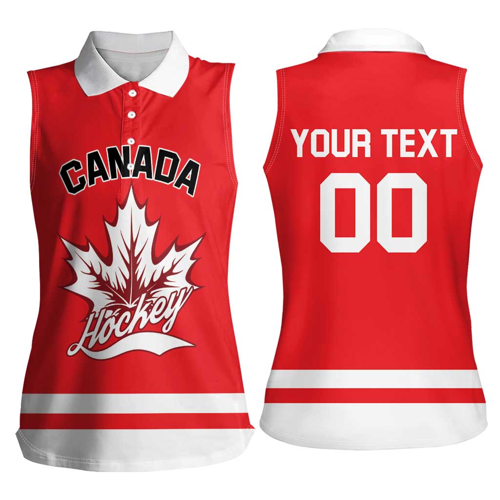 Custom Canada 2026 Hockey Women Sleeveless Polo Shirt Team Maple Leaf Red Version - Wonder Print Shop