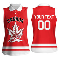 Custom Canada 2026 Hockey Women Sleeveless Polo Shirt Team Maple Leaf Red Version - Wonder Print Shop