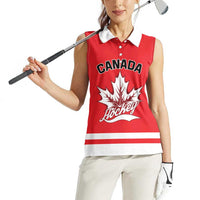 Custom Canada 2026 Hockey Women Sleeveless Polo Shirt Team Maple Leaf Red Version - Wonder Print Shop