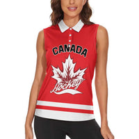 Custom Canada 2026 Hockey Women Sleeveless Polo Shirt Team Maple Leaf Red Version - Wonder Print Shop