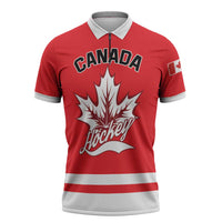 Custom Canada 2026 Hockey Zipper Polo Shirt Team Maple Leaf Red Version - Wonder Print Shop