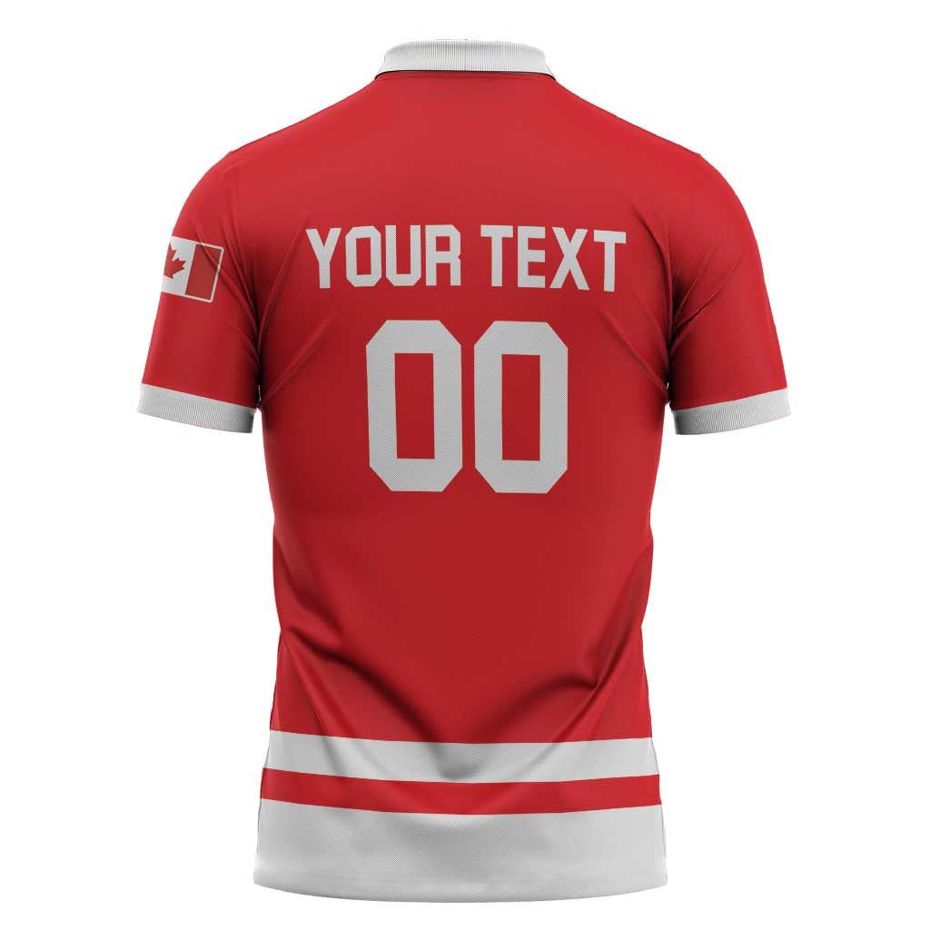 Custom Canada 2026 Hockey Zipper Polo Shirt Team Maple Leaf Red Version - Wonder Print Shop