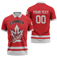 Custom Canada 2026 Hockey Zipper Polo Shirt Team Maple Leaf Red Version - Wonder Print Shop