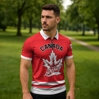 Custom Canada 2026 Hockey Zipper Polo Shirt Team Maple Leaf Red Version - Wonder Print Shop