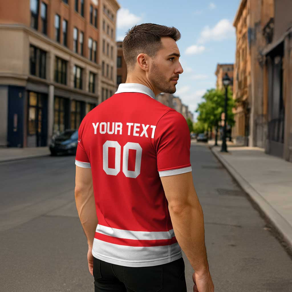 Custom Canada 2026 Hockey Zipper Polo Shirt Team Maple Leaf Red Version - Wonder Print Shop