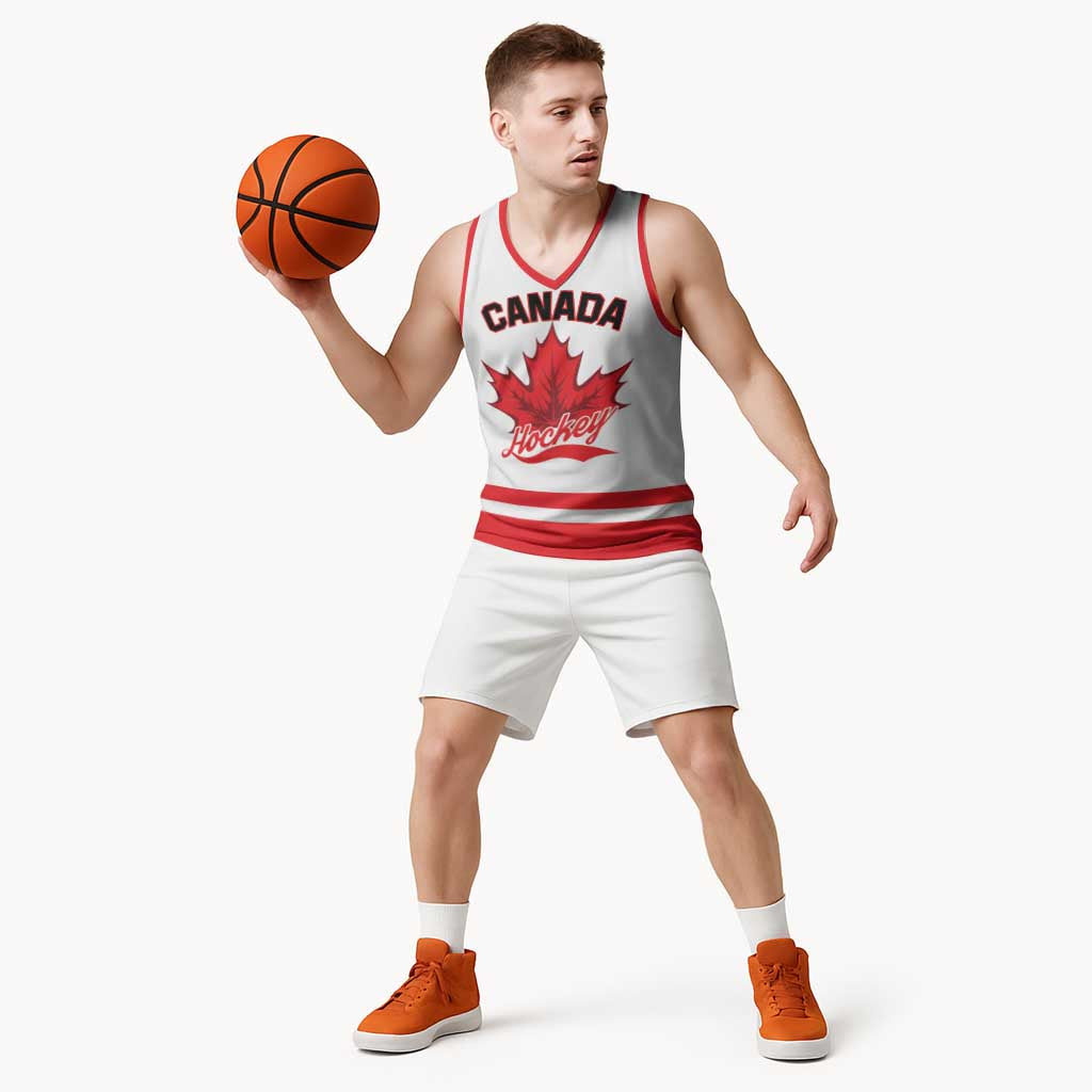 Custom Canada 2026 Hockey Basketball Jersey Team Maple Leaf White Version - Wonder Print Shop