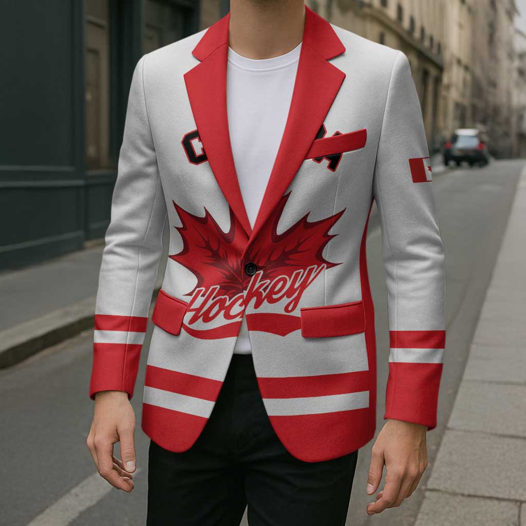 Custom Canada 2026 Hockey Blazer Team Maple Leaf White Version - Wonder Print Shop