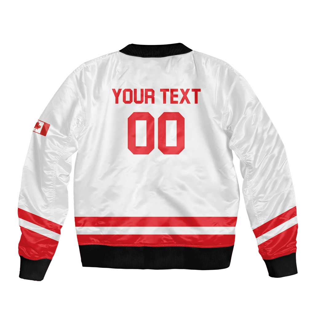 Custom Canada 2026 Hockey Bomber Jacket Team Maple Leaf White Version - Wonder Print Shop