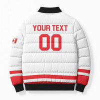 Custom Canada 2026 Hockey Bomber Puffer Jacket Team Maple Leaf White Version - Wonder Print Shop