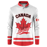 Custom Canada 2026 Hockey Button Sweatshirt Team Maple Leaf White Version - Wonder Print Shop