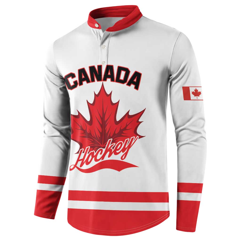 Custom Canada 2026 Hockey Button Sweatshirt Team Maple Leaf White Version - Wonder Print Shop