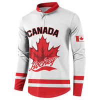 Custom Canada 2026 Hockey Button Sweatshirt Team Maple Leaf White Version - Wonder Print Shop