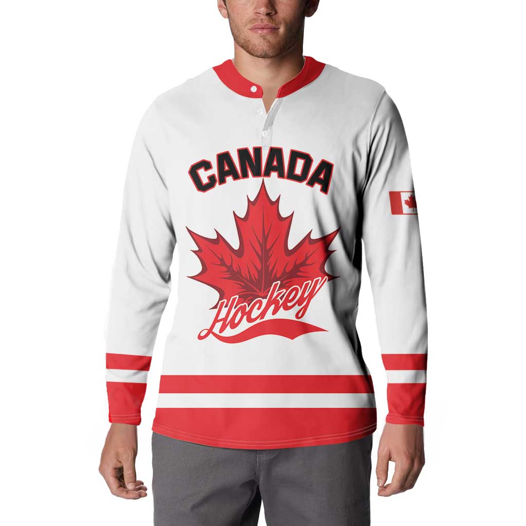 Custom Canada 2026 Hockey Button Sweatshirt Team Maple Leaf White Version - Wonder Print Shop