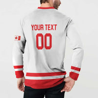 Custom Canada 2026 Hockey Button Sweatshirt Team Maple Leaf White Version - Wonder Print Shop