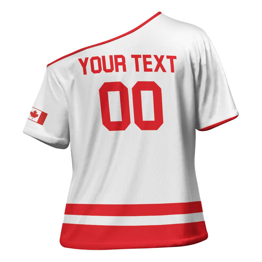 Custom Canada 2026 Hockey Cross Shoulder Shirt Team Maple Leaf White Version - Wonder Print Shop