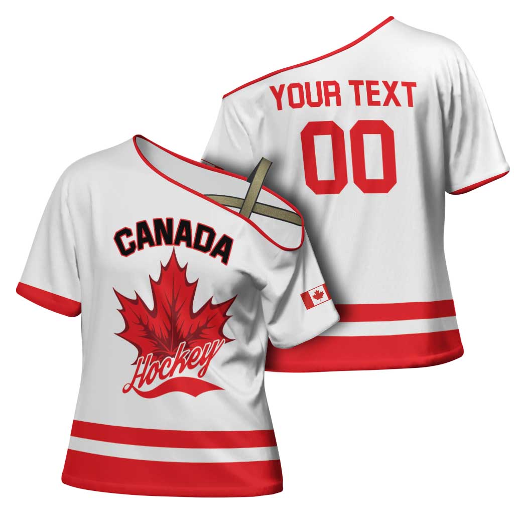 Custom Canada 2026 Hockey Cross Shoulder Shirt Team Maple Leaf White Version - Wonder Print Shop