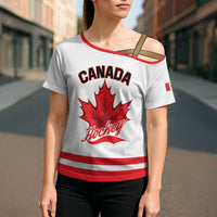 Custom Canada 2026 Hockey Cross Shoulder Shirt Team Maple Leaf White Version - Wonder Print Shop