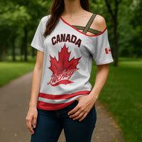 Custom Canada 2026 Hockey Cross Shoulder Shirt Team Maple Leaf White Version - Wonder Print Shop