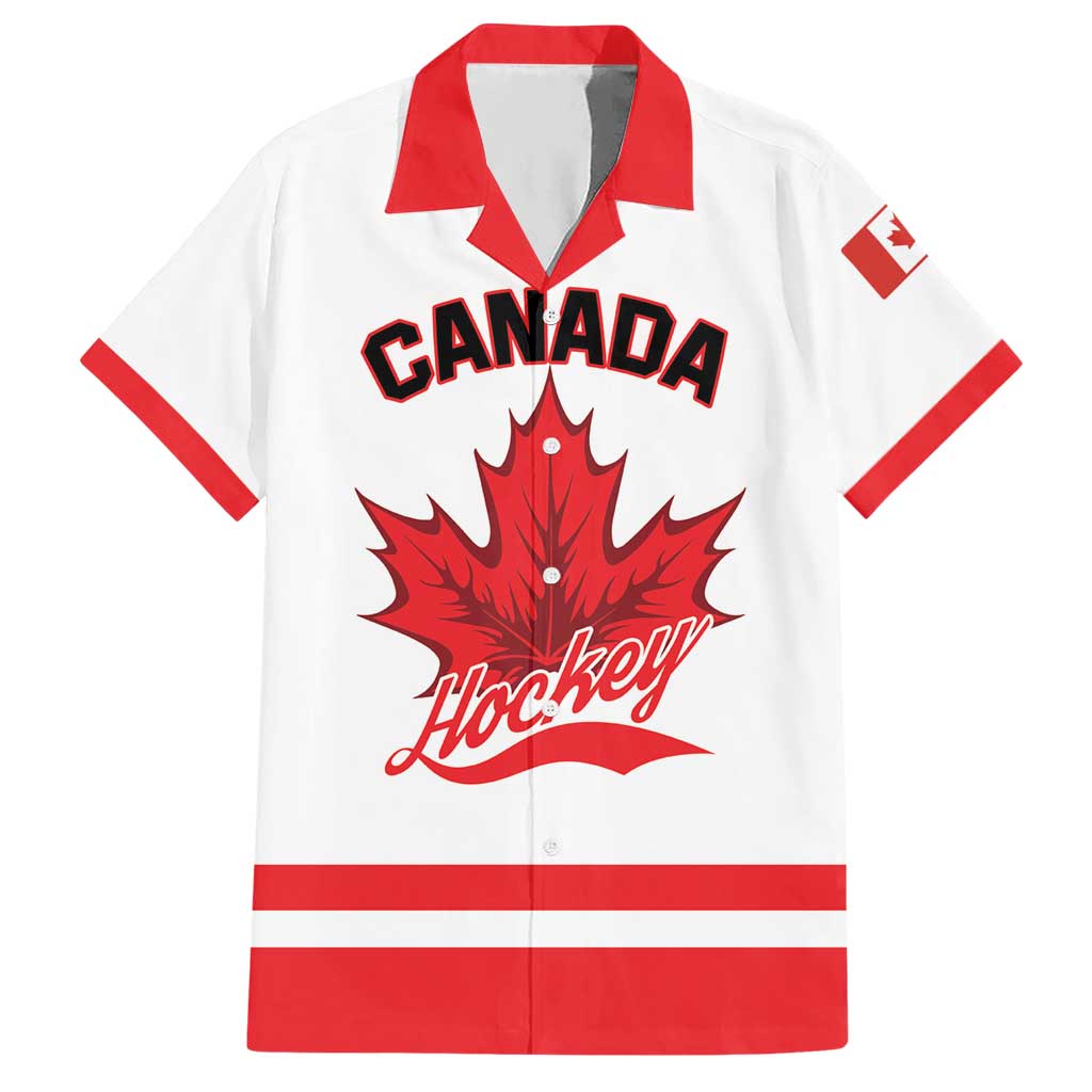 Custom Canada 2026 Hockey Hawaiian Shirt Team Maple Leaf White Version - Wonder Print Shop