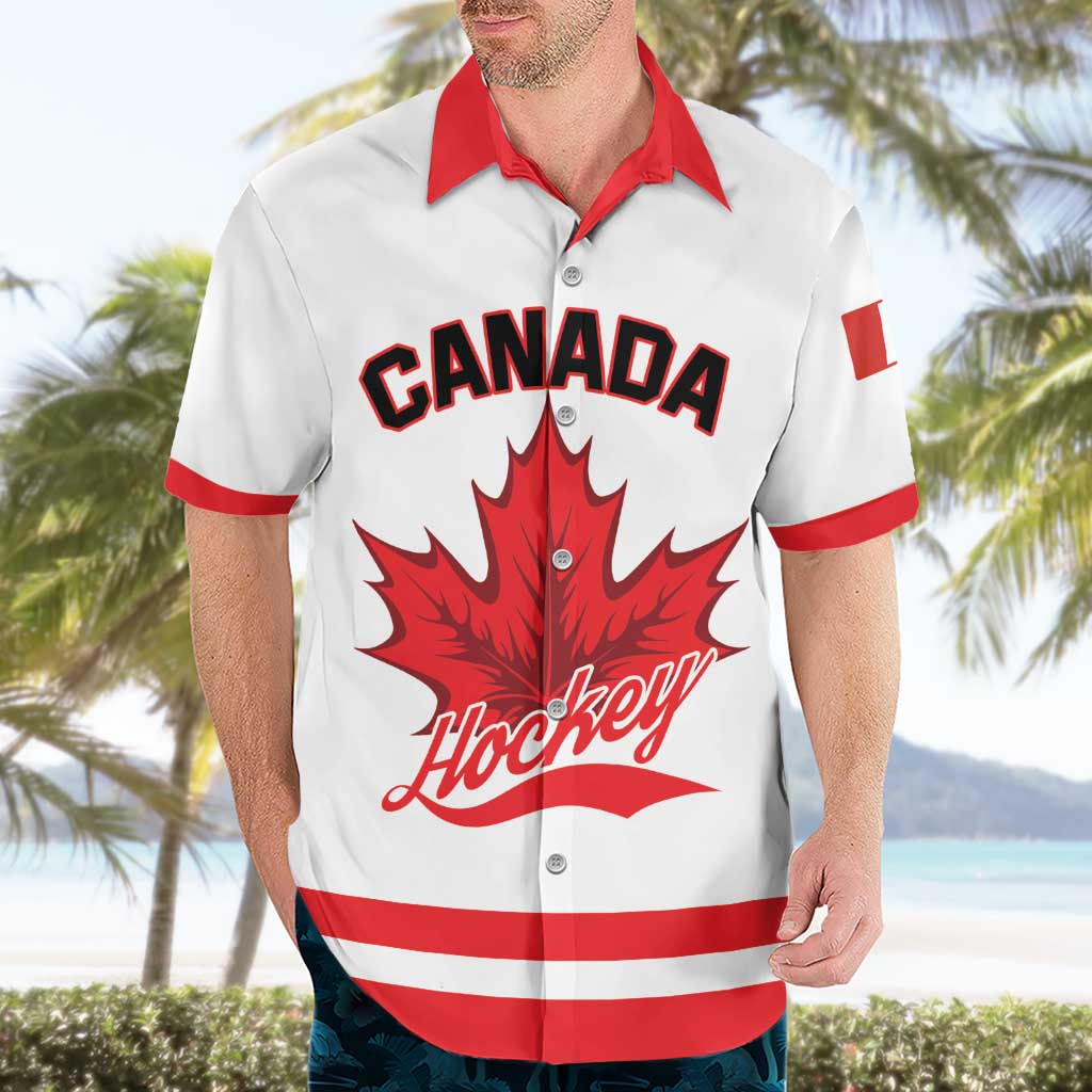 Custom Canada 2026 Hockey Hawaiian Shirt Team Maple Leaf White Version - Wonder Print Shop