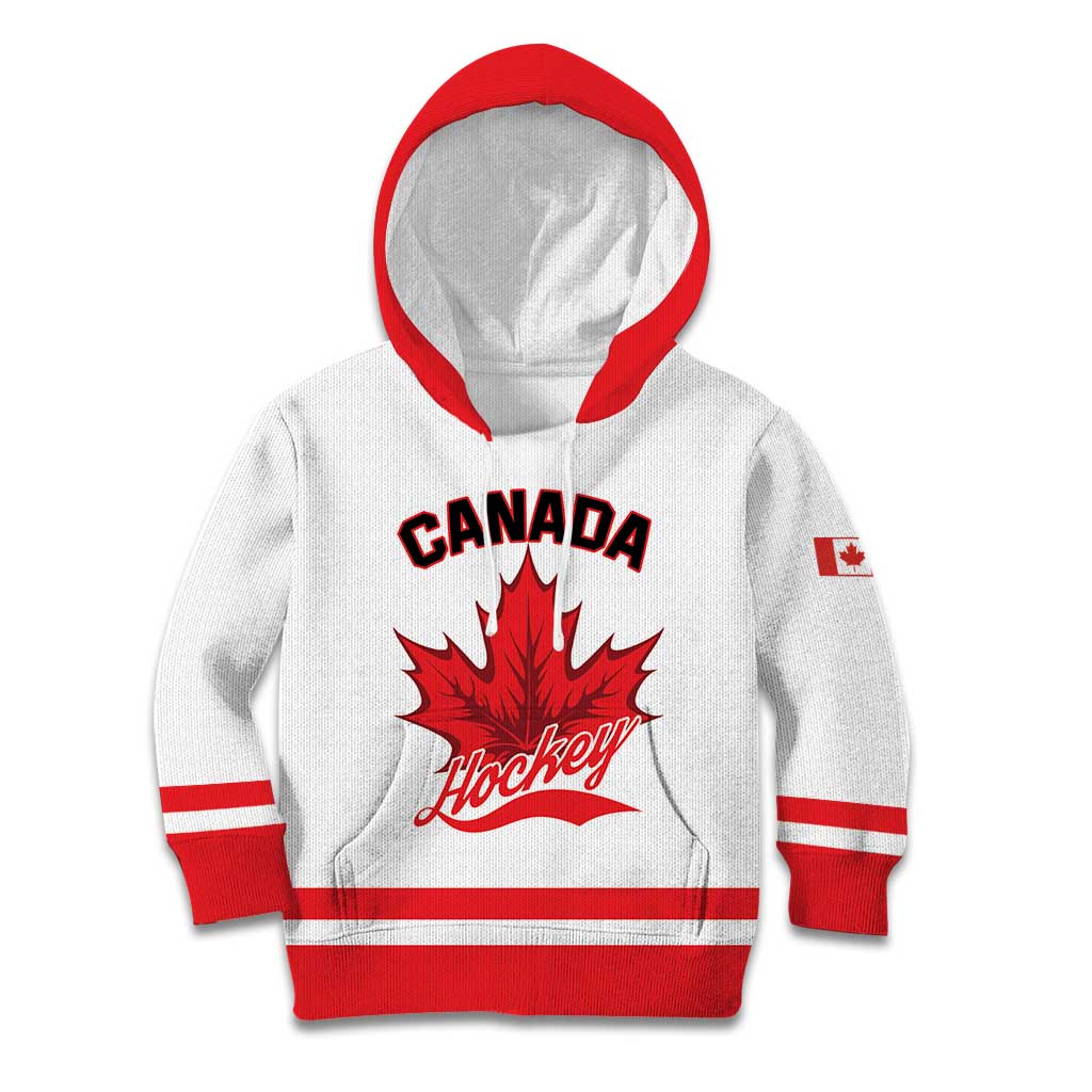 Custom Canada 2026 Hockey Kid Hoodie Team Maple Leaf White Version - Wonder Print Shop