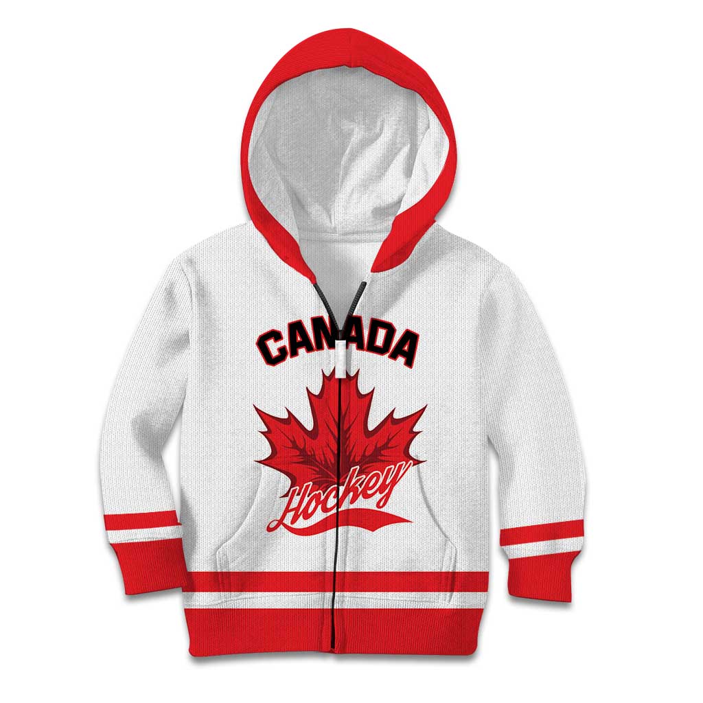 Custom Canada 2026 Hockey Kid Hoodie Team Maple Leaf White Version - Wonder Print Shop