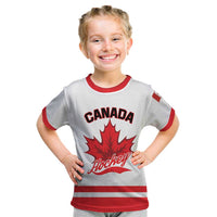 Custom Canada 2026 Hockey Kid T Shirt Team Maple Leaf White Version - Wonder Print Shop