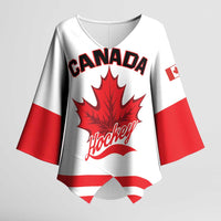 Custom Canada 2026 Hockey Kimono Sleeve Blouse Team Maple Leaf White Version - Wonder Print Shop