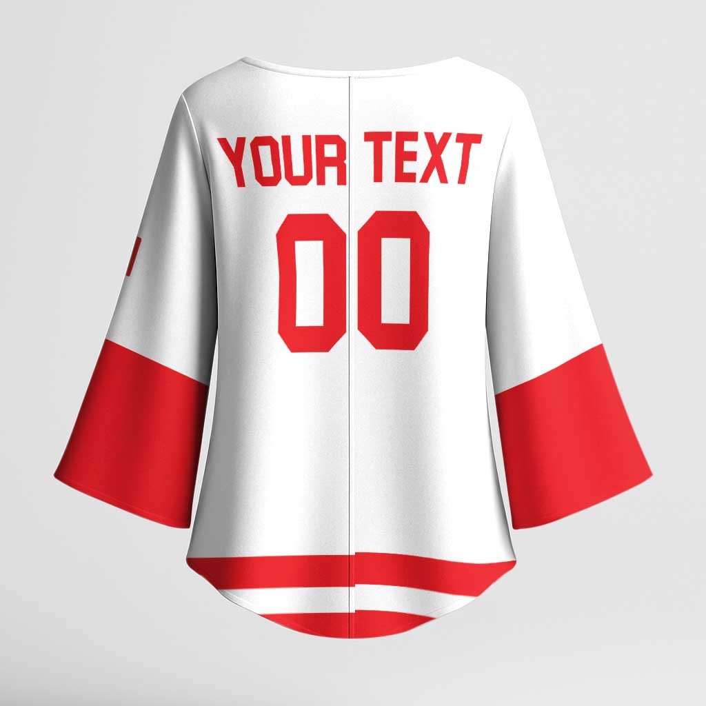 Custom Canada 2026 Hockey Kimono Sleeve Blouse Team Maple Leaf White Version - Wonder Print Shop