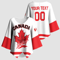 Custom Canada 2026 Hockey Kimono Sleeve Blouse Team Maple Leaf White Version - Wonder Print Shop