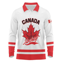Custom Canada 2026 Hockey Long Sleeve Polo Shirt Team Maple Leaf White Version - Wonder Print Shop