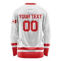 Custom Canada 2026 Hockey Long Sleeve Shirt Team Maple Leaf White Version - Wonder Print Shop