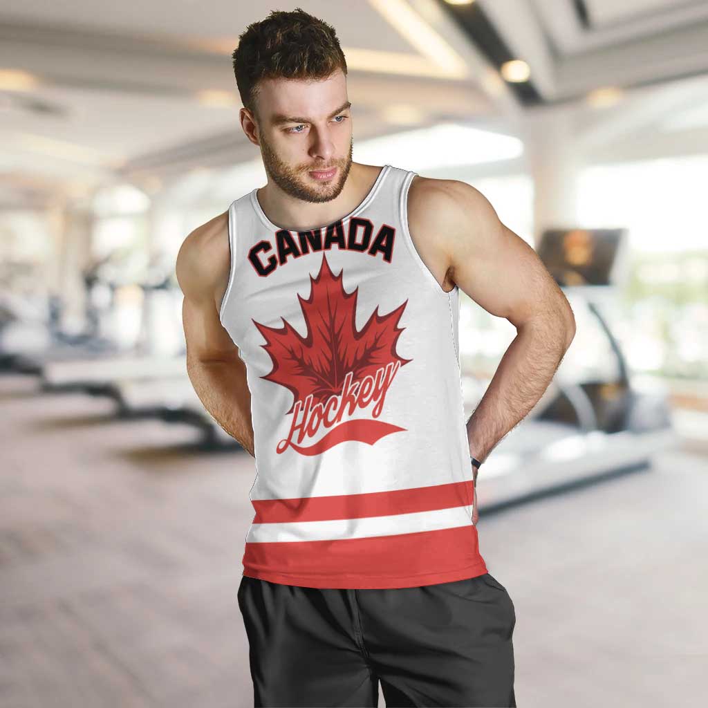 Custom Canada 2026 Hockey Men Tank Top Team Maple Leaf White Version - Wonder Print Shop