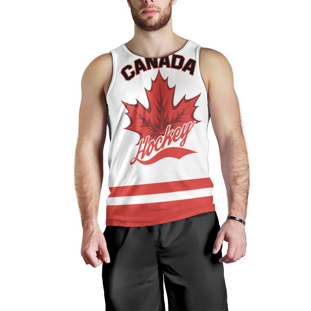 Custom Canada 2026 Hockey Men Tank Top Team Maple Leaf White Version - Wonder Print Shop