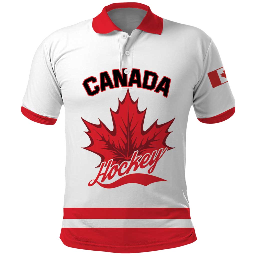 Custom Canada 2026 Hockey Polo Shirt Team Maple Leaf White Version - Wonder Print Shop