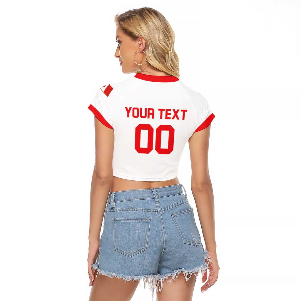 Custom Canada 2026 Hockey Raglan Cropped T Shirt Team Maple Leaf White Version - Wonder Print Shop