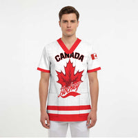 Custom Canada 2026 Hockey Scrub Top Team Maple Leaf White Version - Wonder Print Shop
