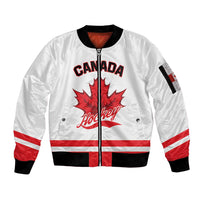 Custom Canada 2026 Hockey Sleeve Zip Bomber Jacket Team Maple Leaf White Version - Wonder Print Shop