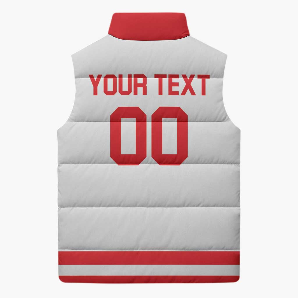 Custom Canada 2026 Hockey Sleeveless Puffer Jacket Team Maple Leaf White Version - Wonder Print Shop