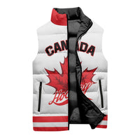 Custom Canada 2026 Hockey Sleeveless Puffer Jacket Team Maple Leaf White Version - Wonder Print Shop