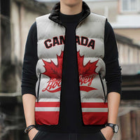 Custom Canada 2026 Hockey Sleeveless Puffer Jacket Team Maple Leaf White Version - Wonder Print Shop