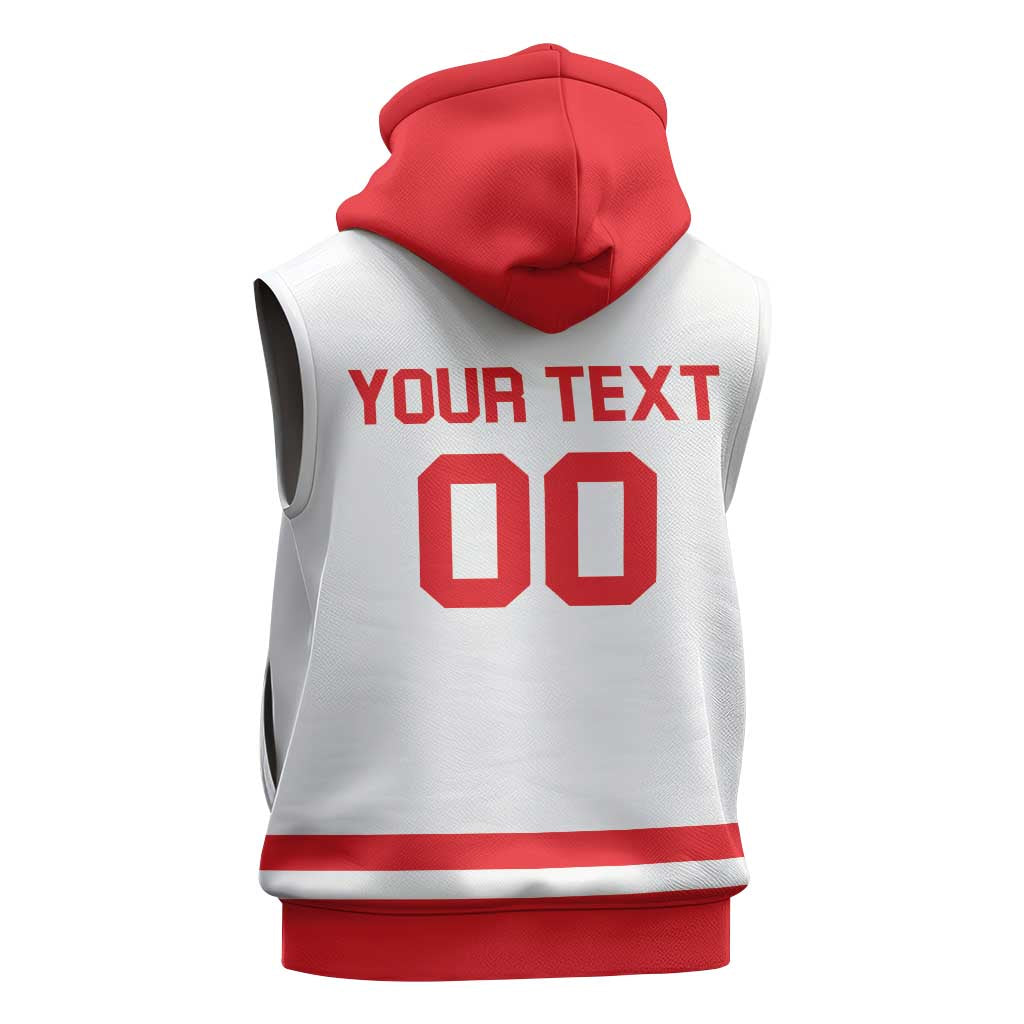 Custom Canada 2026 Hockey Sleeveless Zip Hoodie Team Maple Leaf White Version - Wonder Print Shop