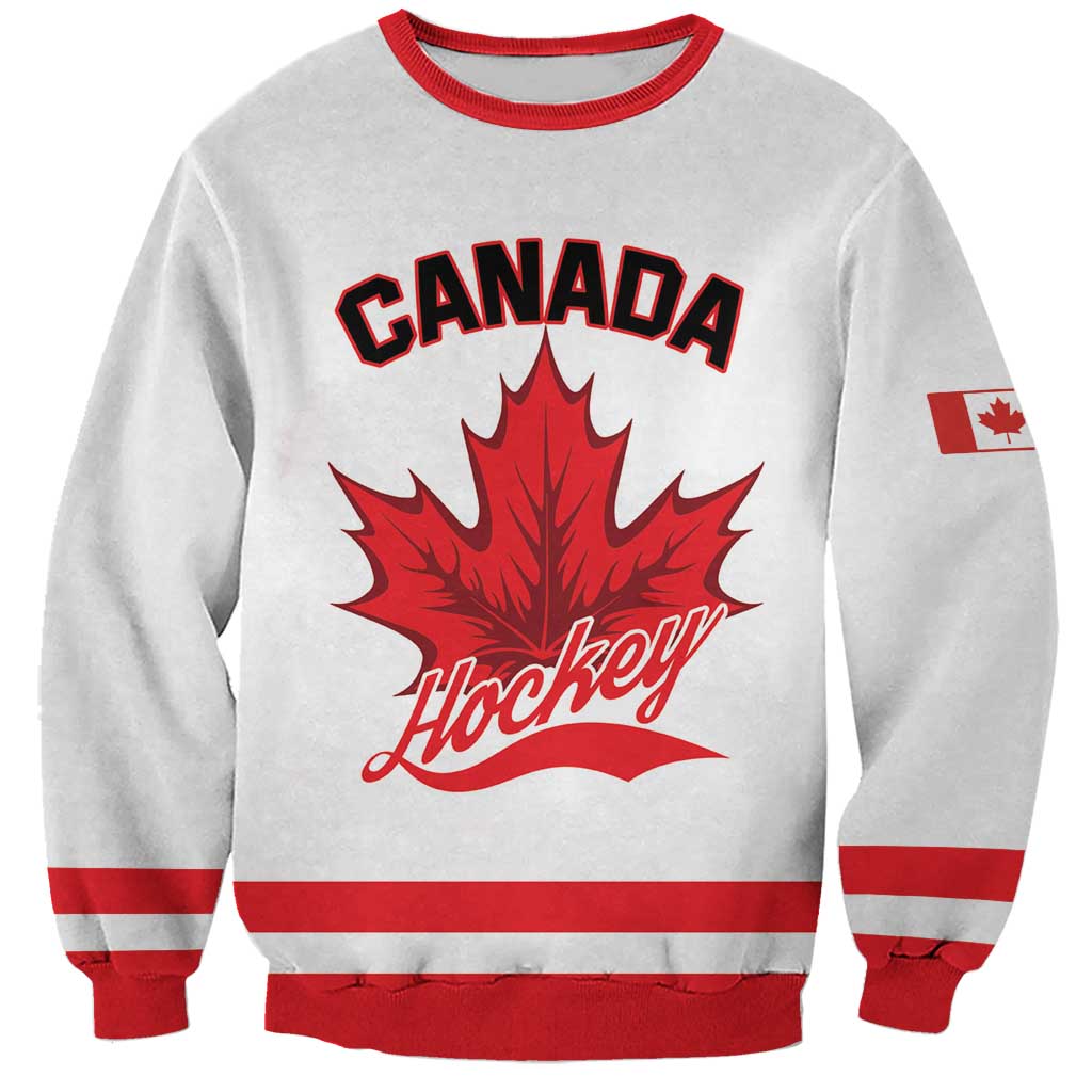 Custom Canada 2026 Hockey Sweatshirt Team Maple Leaf White Version - Wonder Print Shop
