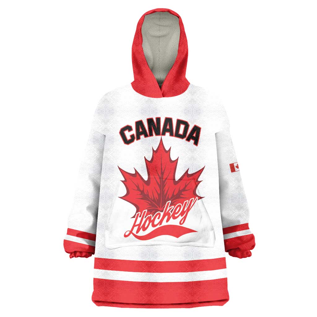 Custom Canada 2026 Hockey Wearable Blanket Hoodie Team Maple Leaf White Version - Wonder Print Shop