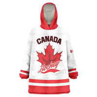 Custom Canada 2026 Hockey Wearable Blanket Hoodie Team Maple Leaf White Version - Wonder Print Shop