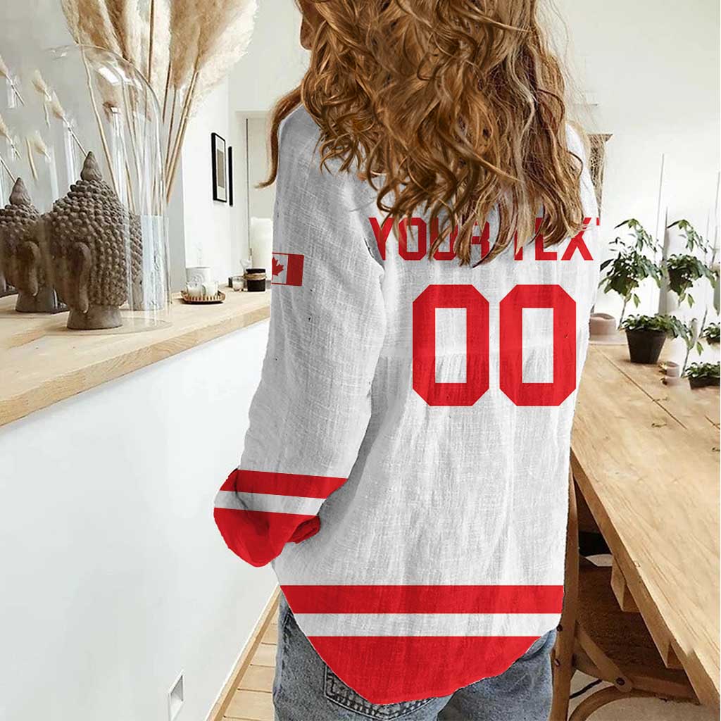 Custom Canada 2026 Hockey Women Casual Shirt Team Maple Leaf White Version - Wonder Print Shop